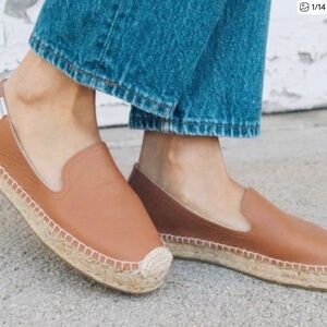 Soludos Espadrilles Tan Leather Flat Classic Loafer Shoes Size 8